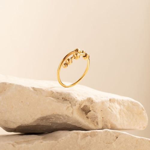 The Breathe Ring – Gold Beads