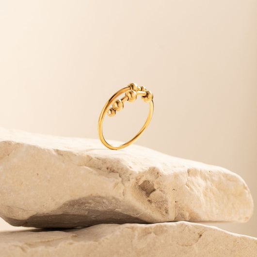The Breathe Ring – Gold Beads