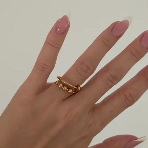 The Breathe Ring – Gold Beads