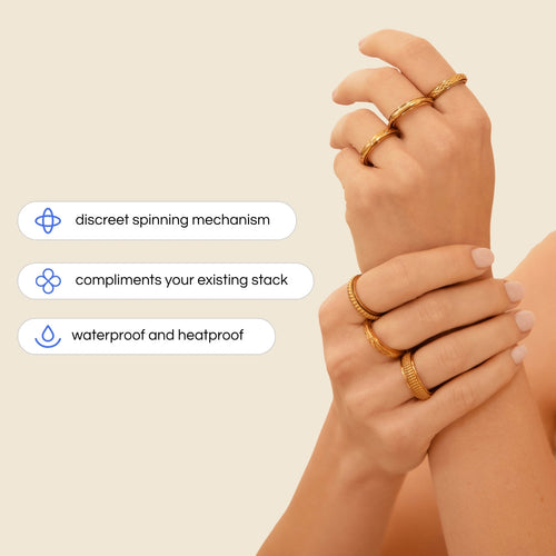 The Breathe Ring – Gold Beads